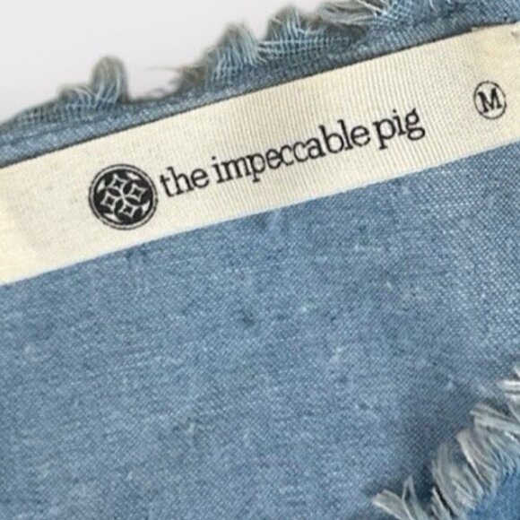 The Impeccable Pig Womens M Short Sleeve Denim Shirt Cotton - Picture 7 of 9